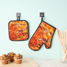 Herfstbladeren Seizoensgebonden Ovenwant & Pannenlap Set