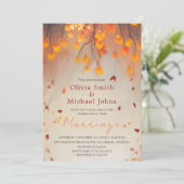 Herfstbladeren Sinaasappel Waterverf herfstbruilof Kaart (Staand voorkant)