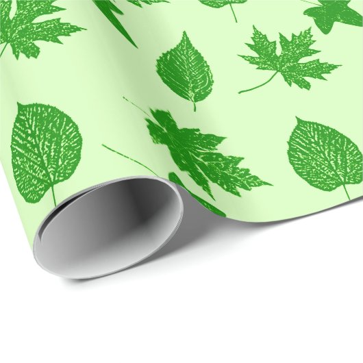 Herfstbladeren - smaragd en lichtgroen cadeaupapier (Rol Hoek)