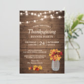 Herfstbladeren Snaar Lichtjes Thanksgiving Diner Kaart (Staand voorkant)