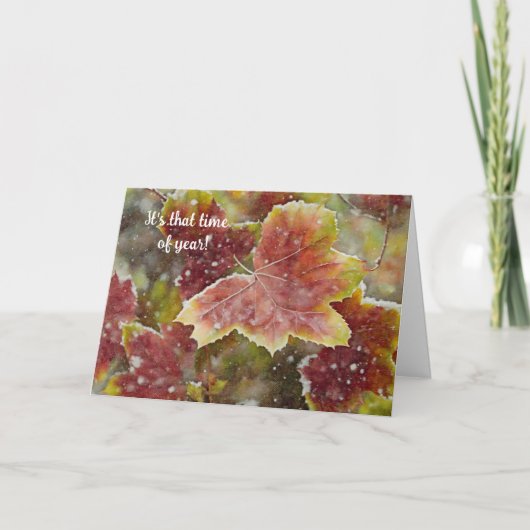 Herfstbladeren Sneeuw Winter Kerstmis Kaart (Voorkant)