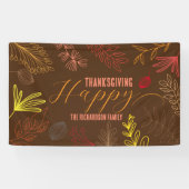 Herfstbladeren takken en bessen Thanksgiving Spandoek (Horizontaal)