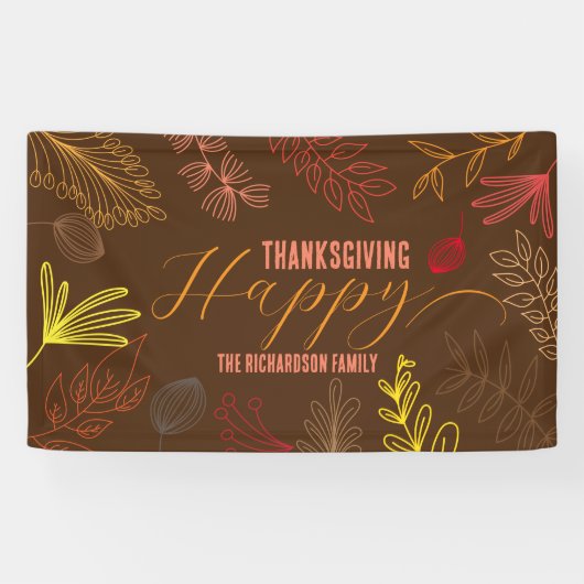 Herfstbladeren takken en bessen Thanksgiving Spandoek (Horizontaal)
