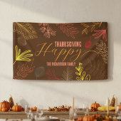 Herfstbladeren takken en bessen Thanksgiving Spandoek