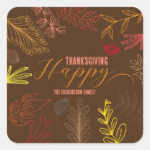 Herfstbladeren takken en bessen Thanksgiving Vierkante Sticker (Voorkant)
