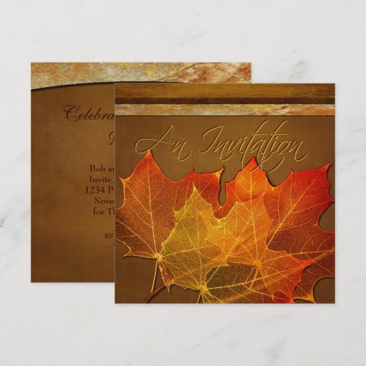 Herfstbladeren Thanksgiving Aangepaste Uitnodiging (Voorkant / Achterkant)