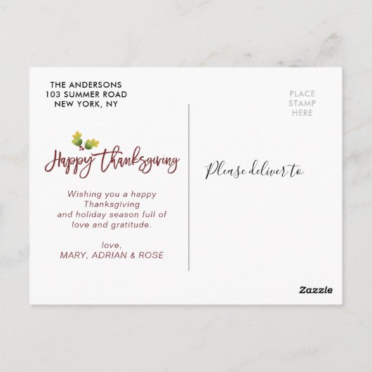 Herfstbladeren Thanksgiving Briefkaart (Achterkant)