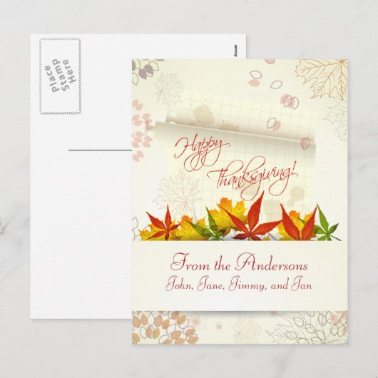 Herfstbladeren  Thanksgiving Briefkaart (Voorkant / Achterkant)