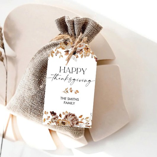 Herfstbladeren Thanksgiving-diner geschenklabel Cadeaulabel