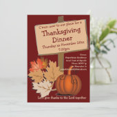 Herfstbladeren THANKSGIVING DINER Pompoen Kaart (Staand voorkant)