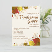 Herfstbladeren Thanksgiving-dinerfeest Uitnodiging (Staand voorkant)