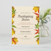 Herfstbladeren Thanksgiving-dinerfeest uitnodiging (Staand voorkant)