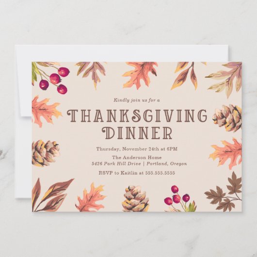 herfstbladeren | Thanksgiving Dinner Invitation Kaart (Voorkant)