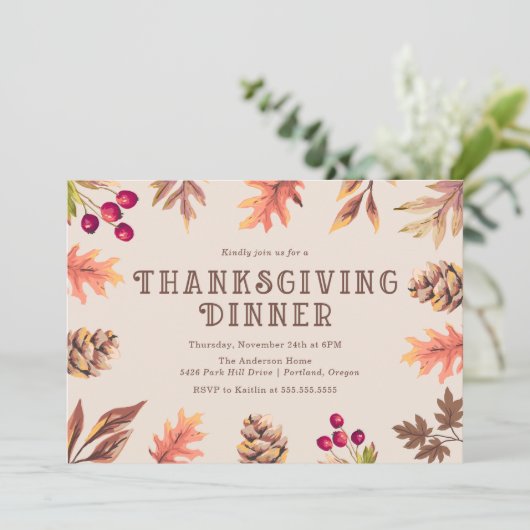 herfstbladeren | Thanksgiving Dinner Invitation Kaart (Staand voorkant)
