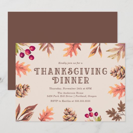 herfstbladeren | Thanksgiving Dinner Invitation Kaart (Voorkant / Achterkant)