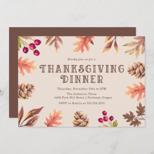 herfstbladeren Thanksgiving Dinner Invitation Kaart
