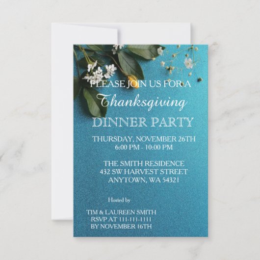Herfstbladeren Thanksgiving Dinner Party Kaart (Voorkant)