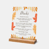 Herfstbladeren Thanksgiving Drinken Menu Acryl Bord (Hoek)