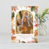 herfstbladeren Thanksgiving foto wenskaart Bedankkaart (Staand voorkant)