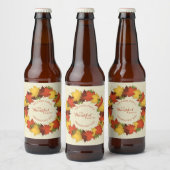Herfstbladeren Thanksgiving krans Bier Etiket (Flessen)