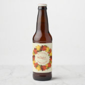 Herfstbladeren Thanksgiving krans Bier Etiket (Voorkant)