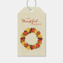 Herfstbladeren Thanksgiving krans Cadeaulabel