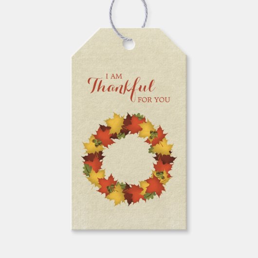 Herfstbladeren Thanksgiving krans Cadeaulabel (Voorkant)