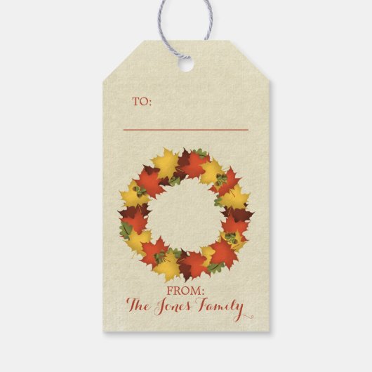 Herfstbladeren Thanksgiving krans Cadeaulabel (Achterkant)