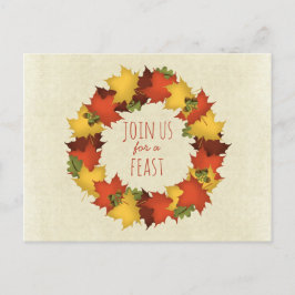 Herfstbladeren Thanksgiving krans Feestdagenkaart