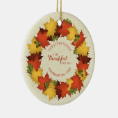 Herfstbladeren Thanksgiving krans Keramisch Ornament (Rechts)