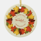 Herfstbladeren Thanksgiving krans Keramisch Ornament (Voorkant)