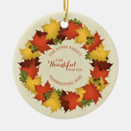 Herfstbladeren Thanksgiving krans Keramisch Ornament