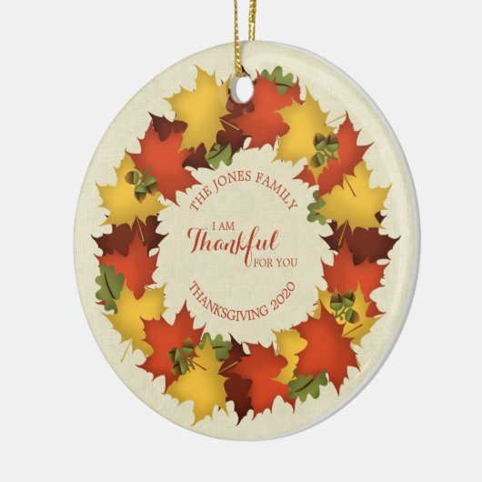 Herfstbladeren Thanksgiving krans Keramisch Ornament (Links)
