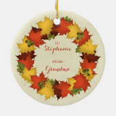 Herfstbladeren Thanksgiving krans Keramisch Ornament (Achterkant)