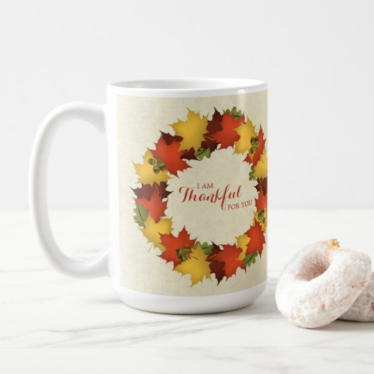 Herfstbladeren Thanksgiving krans Koffiemok (Met donut)