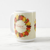 Herfstbladeren Thanksgiving krans Koffiemok (Voorkant links)