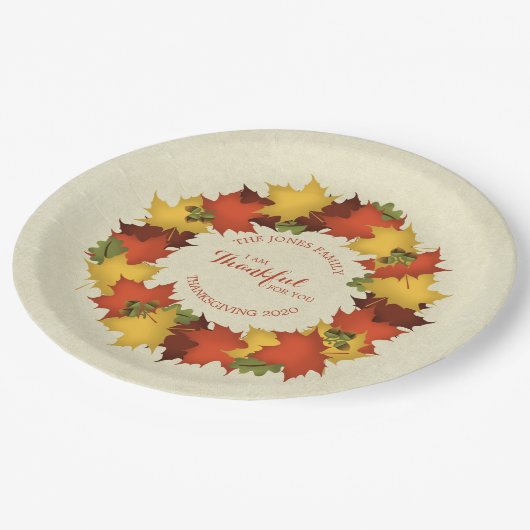 Herfstbladeren Thanksgiving krans Papieren Bordje (Gekanteld)