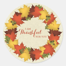Herfstbladeren Thanksgiving krans Ronde Sticker