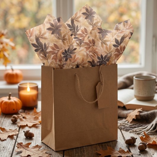 Herfstbladeren Tissuepapier Crème Beige Bruin
