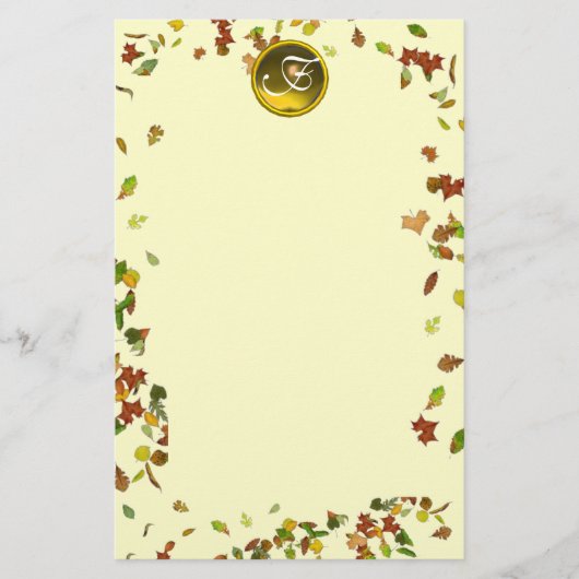 HERFSTBLADEREN TOPAZE EDELSTEEN MONOGRAM BRIEFPAPIER (Voorkant)
