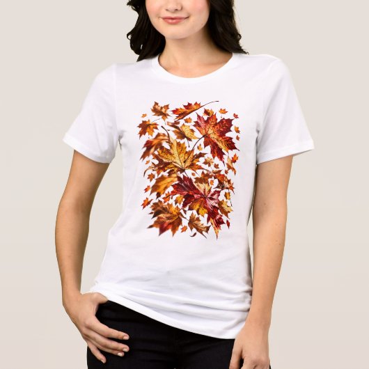 Herfstbladeren Tri-Blend shirt (Voorkant)