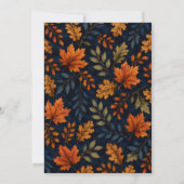 Herfstbladeren Trouwen Navy Kaart (Achterkant)