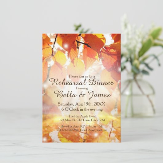 Herfstbladeren Trouwen Oefenbruiloft Uitnodigingen (Staand voorkant)