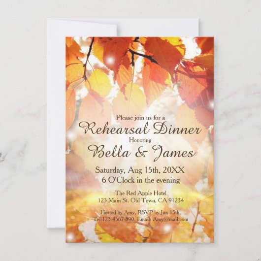 Herfstbladeren Trouwen Oefenbruiloft Uitnodigingen (Voorkant)