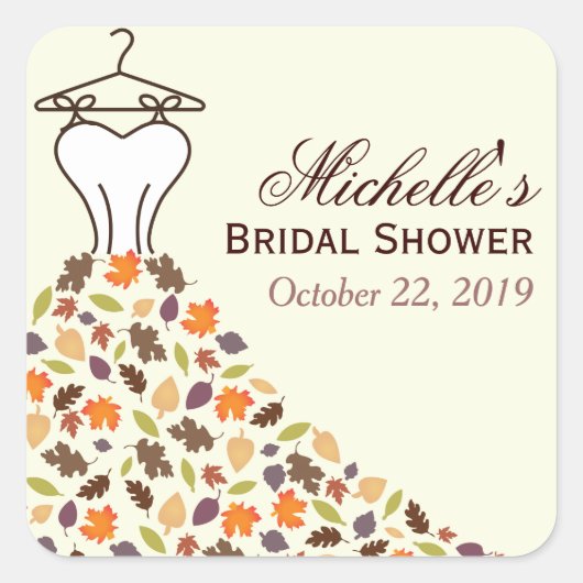 herfstbladeren trouwjurk Vrijgezellenfeest gunst Vierkante Sticker (Voorkant)