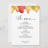 Herfstbladeren Trouwmenu Kaart (Voorkant)