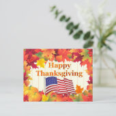 Herfstbladeren & Turkije Thanksgiving Vakantie Feestdagenkaart (Staand voorkant)