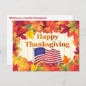 Herfstbladeren & Turkije Thanksgiving Vakantie Feestdagenkaart (Voorkant / Achterkant)