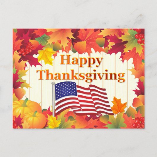 Herfstbladeren & Turkije Thanksgiving Vakantie Feestdagenkaart (Voorkant)