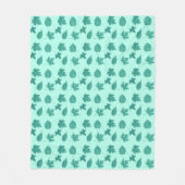 Herfstbladeren - turquoise en aqua fleece deken (Voorkant)